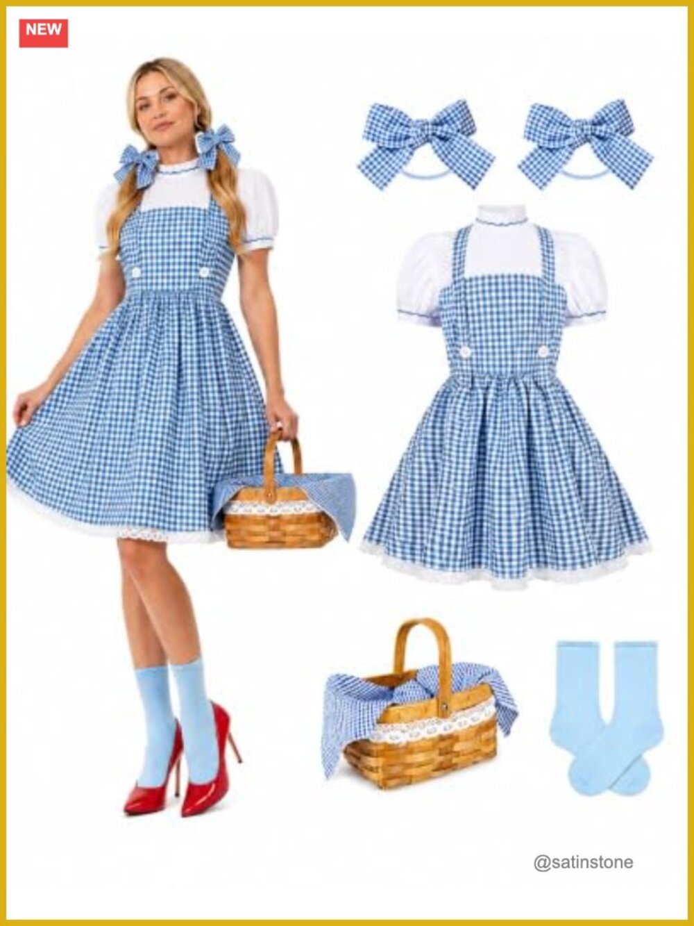 Womens Plaid Costume Dress Halloween Book Character Outfit Set